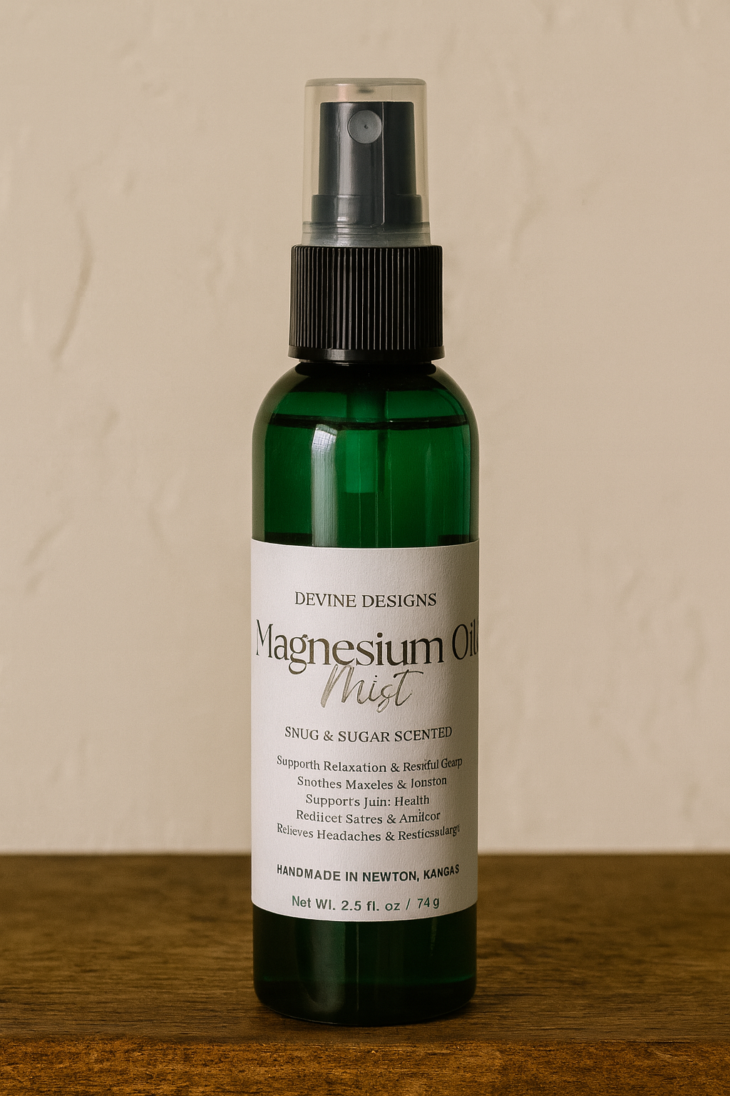 Magnesium Oil Snug & Sugar spray bottle