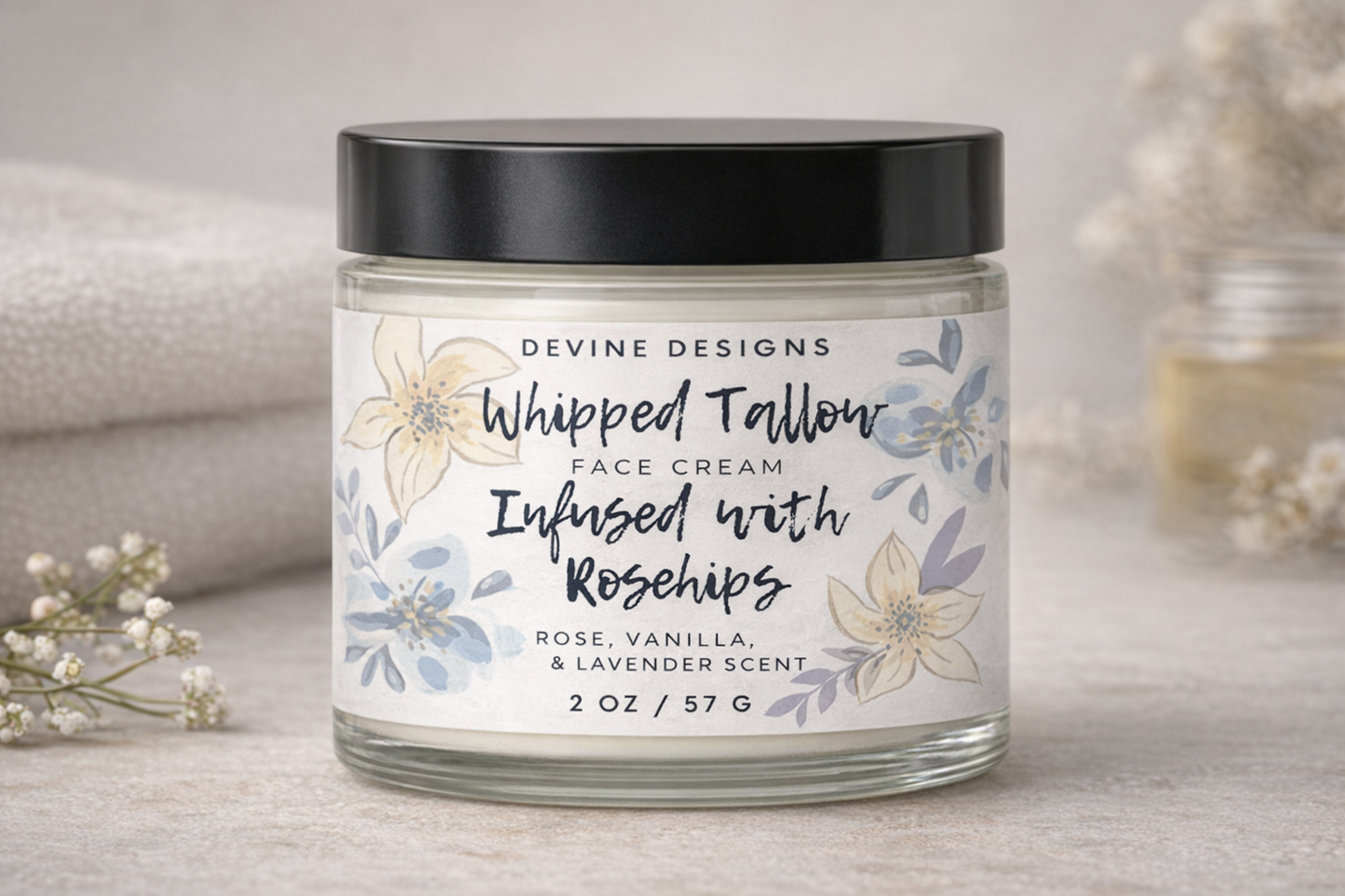 Rosehip Infused Tallow Face Cream 2oz
